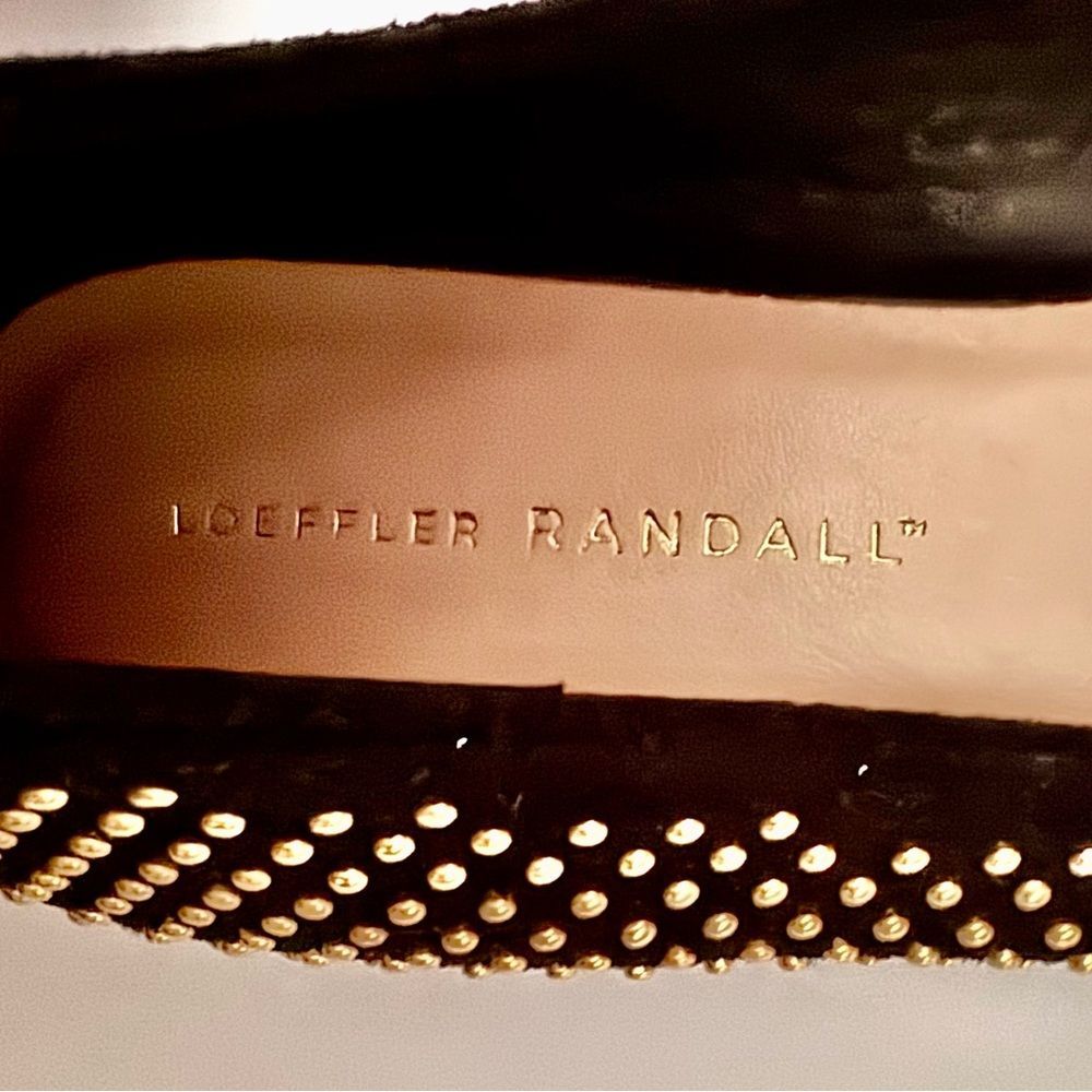 [Loeffler Randall] Black and Gold Studded Suede Flats Sz: 8.5B - Picture 8 of 11